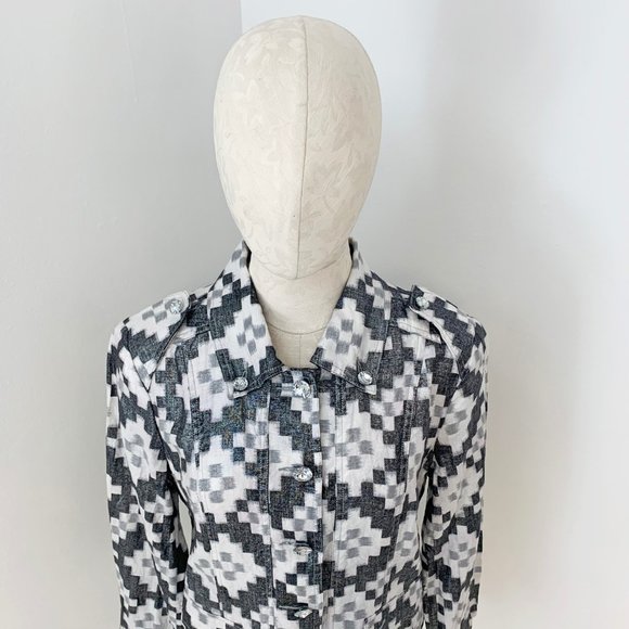 Neiman Marcus M Summer Jacket Boho Print Blazer - Picture 5 of 8